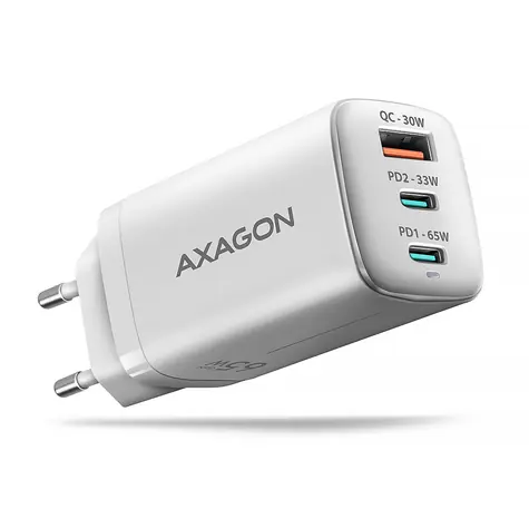 Axagon ACU-DPQ65W biały / ładowarka sieciowa GaN / 1x USB-A / 2x USB-C / 65W