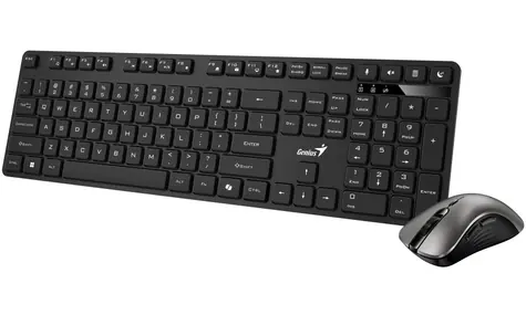 Genius KM-8216S czarny / Zestaw bezprzewodowy miniodbiornik 2,4GHz / Copilot / USB / CZ+ układ SK