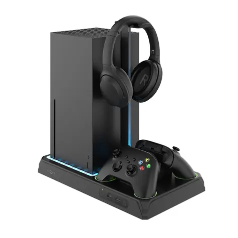 FIXED Wielofunkcyjne stanowisko do Xbox Series X i S z wentylacją i ładowaniem dla dwóch kontrolerów Xbox czarne