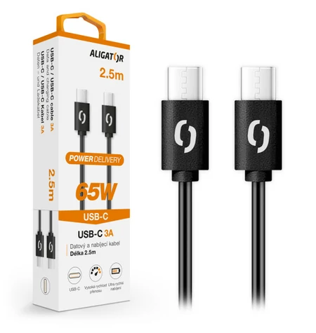 Kabel danych Aligator POWER 65W / USB-C/USB-C 3A / 2 / 5m czarny