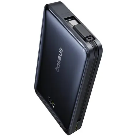 Baseus PicoGo Qi2 z kablem USB-C 10000mAh 45W czarny / Powerbank / USB-C / Qi2 / Magsafe