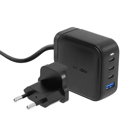 Zasilacz Energea TravelHub GAN100 czarny / 100 W / 3x USB-C i 1x USB-A