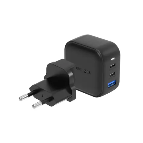 Zasilacz Energea Travelite GAN66 czarny / 66 W / 2x USB-C i 1x USB-A