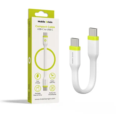 Cable Mobile Origin Compact USB-C do USB-C biały / 10 cm