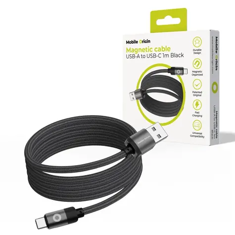 Mobile Origin Magnetic Patented Original Cable USB-A do USB-C 1m czarny