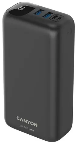 Canyon CNE-CPB301B czarny / Powerbank / 30000mAh / QC 3.0 i PD 20W / 1x USB-C / 2x USB-A