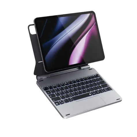 Etui na klawiaturę Epico Aluminium, ochronne etui z klawiaturą CZ do Apple iPad Pro 11" (M4), szaro-srebrne