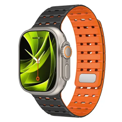 Pasek magnetyczny Mobile Origin do zegarka Apple Watch 49 mm/46 mm/45 mm/44 mm, czarny/pomarańczowy