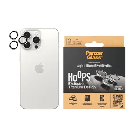 Pierścienie ochronne na obiektywy PanzerGlass HoOps do aparatów Apple iPhone 16 Pro/15 Pro/16 Pro Max/15 Pro Max - biały Titan