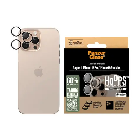 PanzerGlass Hoops Apple iPhone 16 Pro/15 Pro/16 Pro Max/15 Pro Max przezroczyste pierścienie ochronne na obiektywy aparatów