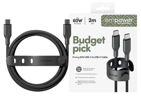 Cable USB-C do USB-C PanzerGlass empower 60 W USB 2.0 2 m czarny