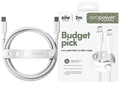 Cable USB-C do USB-C PanzerGlass empower 60 W USB 2.0 2 m biały