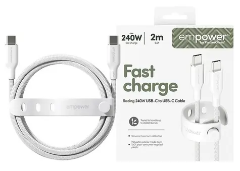 PanzerGlass empower 240W USB-C do USB-C USB 2.0 2M biały