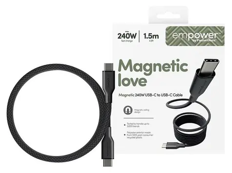 PanzerGlass empower Magnetic 240 W USB-C do USB-C 1,5 m czarny