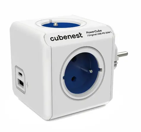 Cubenest PowerCube Original USB PD 20W USB A+C - niebieski / 4X gniazdo + USB A+C 