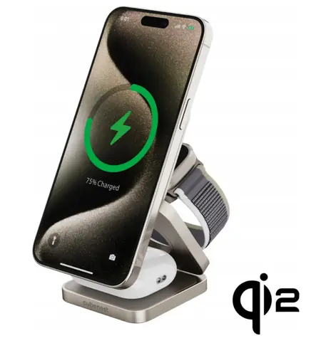 Ładowarka bezprzewodowa Qi2 Cubenest 3w1 magnetyczna SQ312 Fold Pro tytanowa / 3w1 składana bezprzewodowa ładowarka magnetyczna Qi2