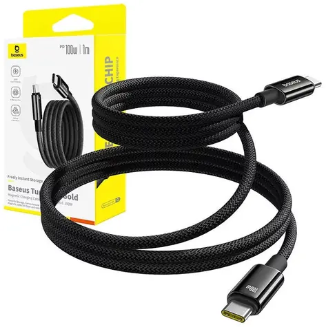 Cable ładujący Baseus Tungsten Gold USB-C (M) - USB-C (M) 1 m czarny / 100 W 
