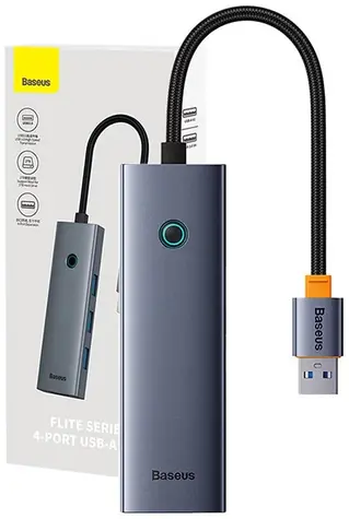 Baseus UltraJoy Hub 4w1 USB-A na 4xUSB 3.0 szary