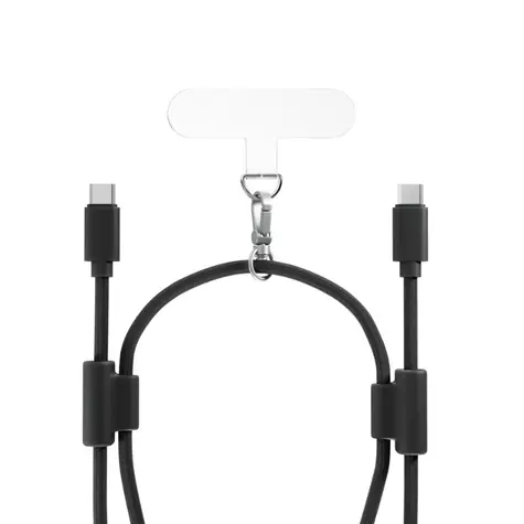 Smycz do telefonu Epico z kablem USB-C do USB-C 80-145 cm, czarna 