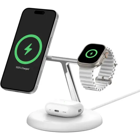 Belkin BOOST CHARGE PRO Qi2 bezprzewodowa stacja ładująca 3w1 biała / 15W
