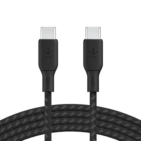 Kabel Belkin BOOST CHARGE pleciony USB-C do USB-C czarny / 100 W / 3M