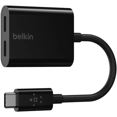 Belkin USB-C audio/zasilanie adapter czarny / 2x USB-C / 60 W