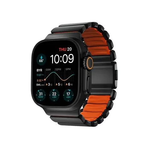 Pasek Nomad Stratos Band FKM do zegarka Apple Watch 49 mm/Ultra czarny/pomarańczowy