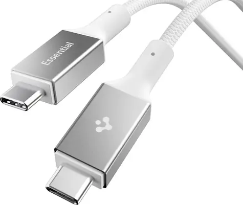Kabel Spigen EB24015CC Essential USB C do USB C 240 W 1,5 m biały / USB 4.0