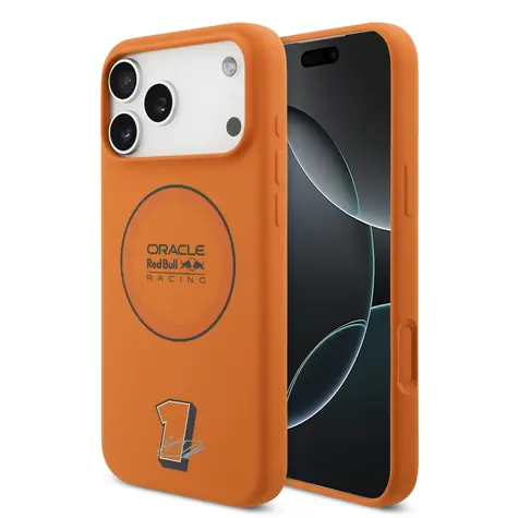 Silikonowa osłona tylna MagSafe Red Bull Blue Ring do iPhone'a 17 Pro Max w kolorze pomarańczowym
