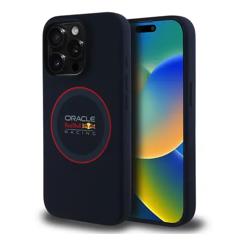 Silikonowa tylna osłona MagSafe Red Bull Red Ring do iPhone 15 Pro w kolorze granatowym