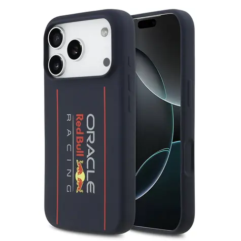 Silikonowa tylna osłona MagSafe z pionowym Logo Red Bull do iPhone'a 17 Pro Max w kolorze granatowym