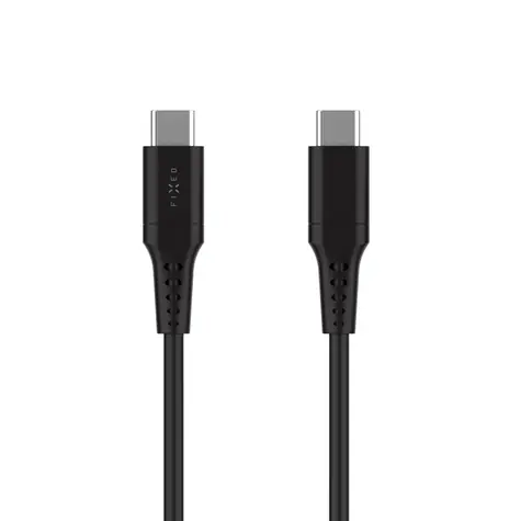FIXED Krótki kabel do ładowania i transmisji danych z płynnego silikonu ze złączami USB-C/USB-C i obsługą PD 0,3 m USB 2.0 60 W czarny