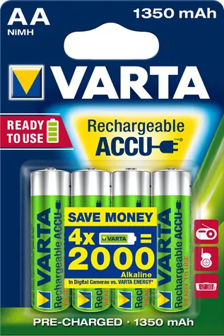 Akumulator Varta RECHARGE AA / 1,2 V / 1350 mAh / NiMH / 4 szt. / w blistrze