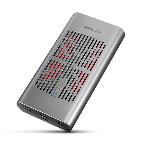 Axagon EEM2-20GD, USB-C 20Gbps - 2x M.2 NVMe SSD CLONE MASTER metalowa obudowa 