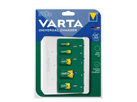 Universal ładowarka akumulatorów Varta - 2/4 AA/AAA/C/D + 1x 9 V / 100-240 V / 1x USB-C