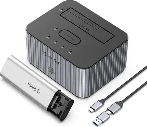 Stacja dokująca Orico IT28E-C szara / do 2 dysków twardych / USB-C / USB-C/USB-A - kabel USB-C