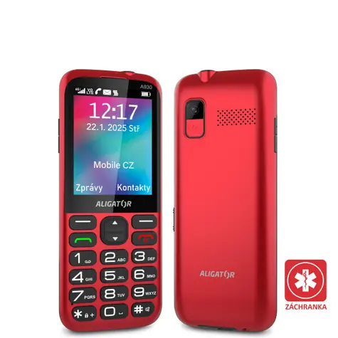 Aligator A930 GPS 4G Senior czerwony z aplikacją Rescue + podstawka ładująca