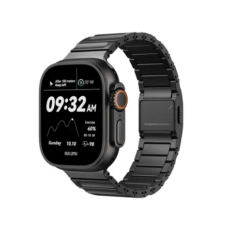 Pasek Aulumu C01 Hi-Per Titanium do zegarka Apple Watch 49 mm/46 mm/45 mm/44 mm/42 mm, czarny