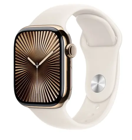 Apple Watch Series 10 GPS+Cellular 42mm Złota tytanowa obudowa - Pasek sportowy w kolorze Star White (S/M) / 130-180mm