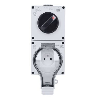 Solight 5B351 / gniazdo wodoszczelne i pyłoszczelne / IP66 / przełącznik