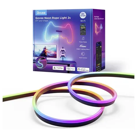 Govee H61D4C11 Neon Strip Light Matter czarny / Taśma LED / 4M / 48W / Bluetooth / RGBIC
