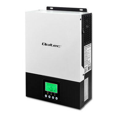 Bez pudełka - Qoltec 53876 Stacja ładowania słonecznego 27 V czarno - biały / 3KVA / 2,4 kW / 80 A / wyświetlacz LCD / bez pudełka