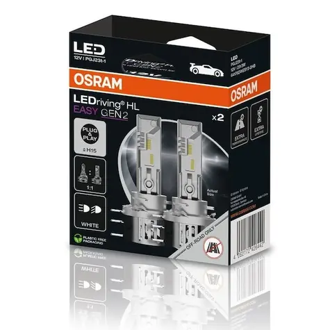 OSRAM LEDriving HL Easy H15 12V PGJ23T/ 1250lm / 6000K / 10000h / noDIM / A+ / szkło matowe / 2 szt.