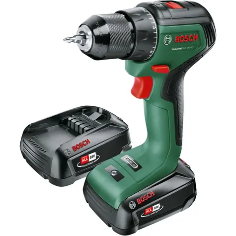 BOSCH UniversalDrill 18V-60 / Wiertarko-wkrętarka akumulatorowa / 18 V / 1900 obr./min / 60 Nm / 2 x 2,0 Ah