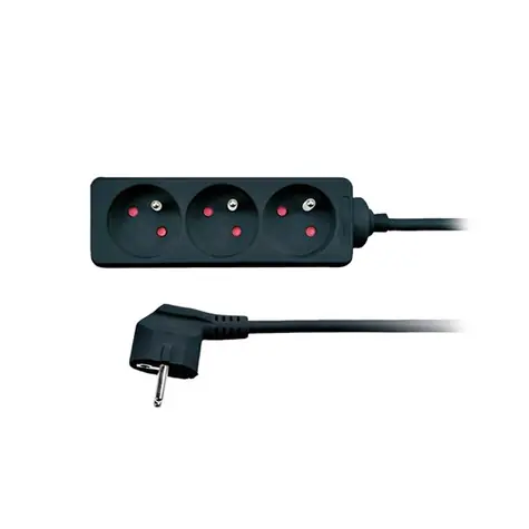 Przedłużacz Solight 3 gniazda 2m czarny / 3 x 1mm2