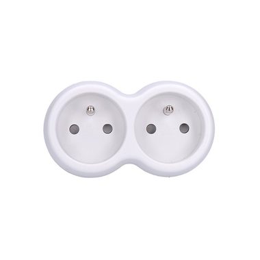 Puszka przyłączeniowa Solight 2 gniazda biało-szare / 2x 10A