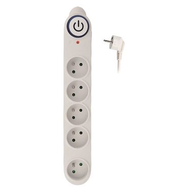 Listwa przeciwprzepięciowa Solight PO54 biała / 150J / 5 gniazd / 1,5m