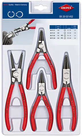 Knipex 00 20 03 V02 Zestaw szczypiec do pierścieni zabezpieczających, 4-częściowy