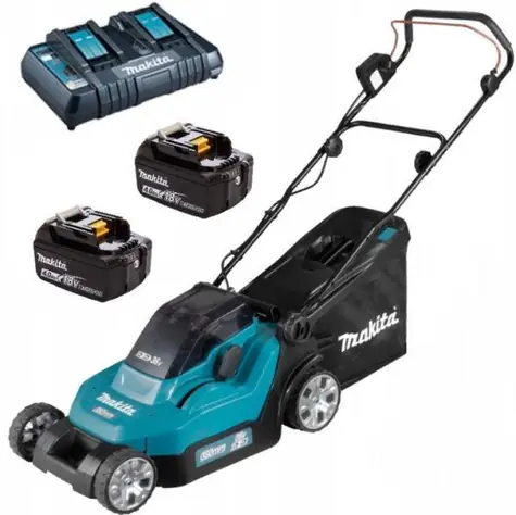 Makita DLM382PM2 / Kosiarka akumulatorowa / 18V / 3700 obr./min / szerokość 38 cm / kosz 40 l / 2x akumulatory BL1840B