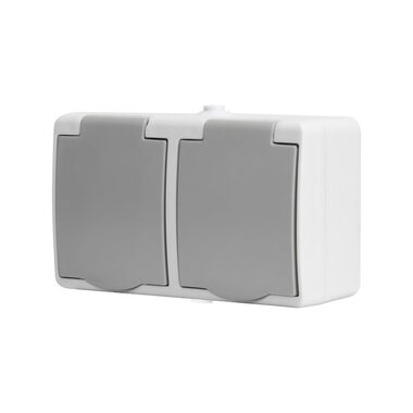 Podwójne gniazdo Solight 5B308 do wilgoci IP54, szare